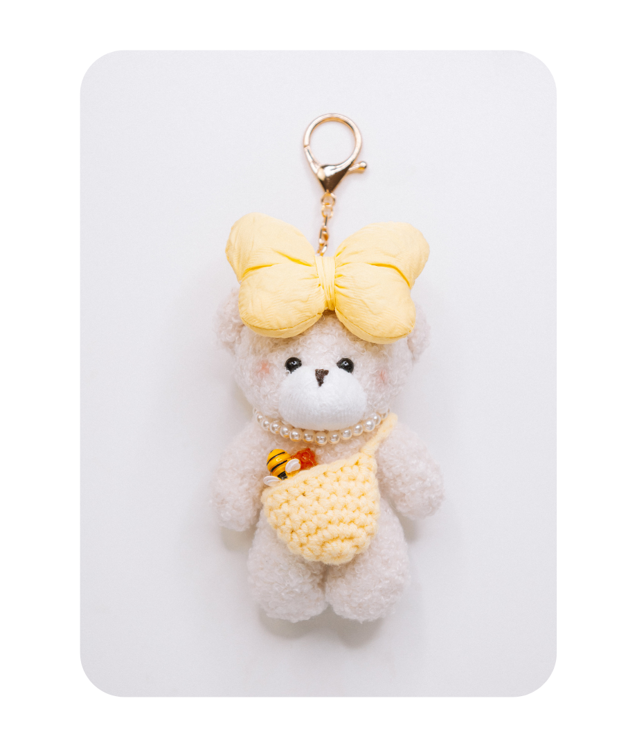 CUTIE PICNIC TEDDY BAG CHARM BUTTER