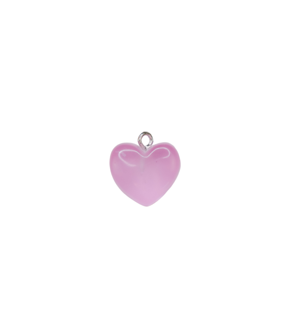 PURPLE GLASS HEART CHARM