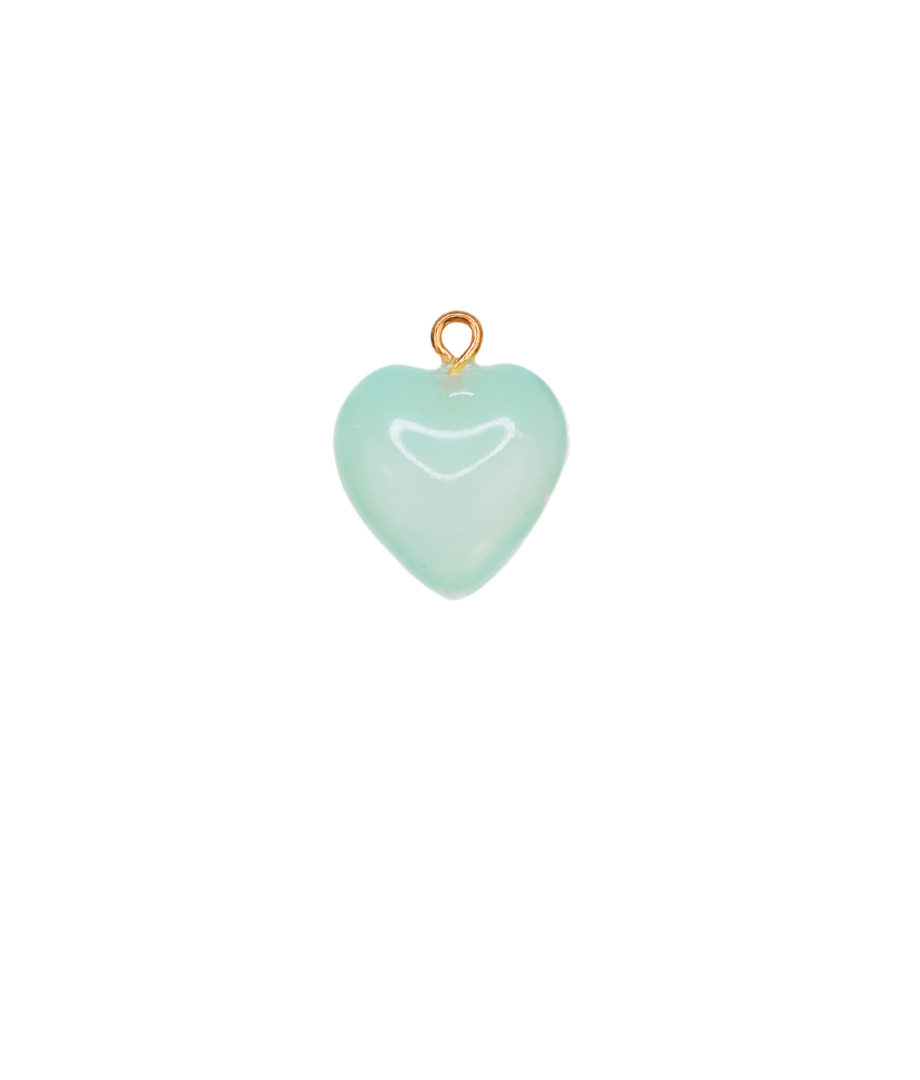 SEAFOAM GREEN GLASS HEART CHARM