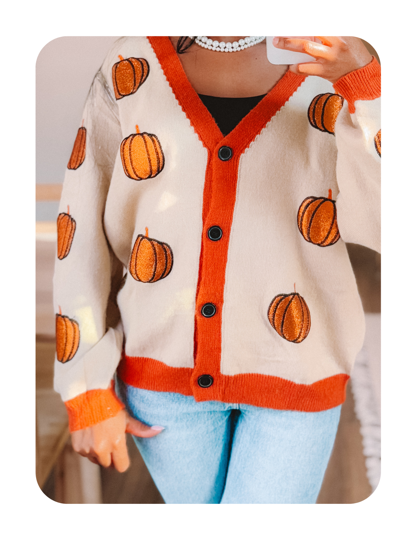 OVERSIZED GLITTER PUMPKIN CARDIGAN