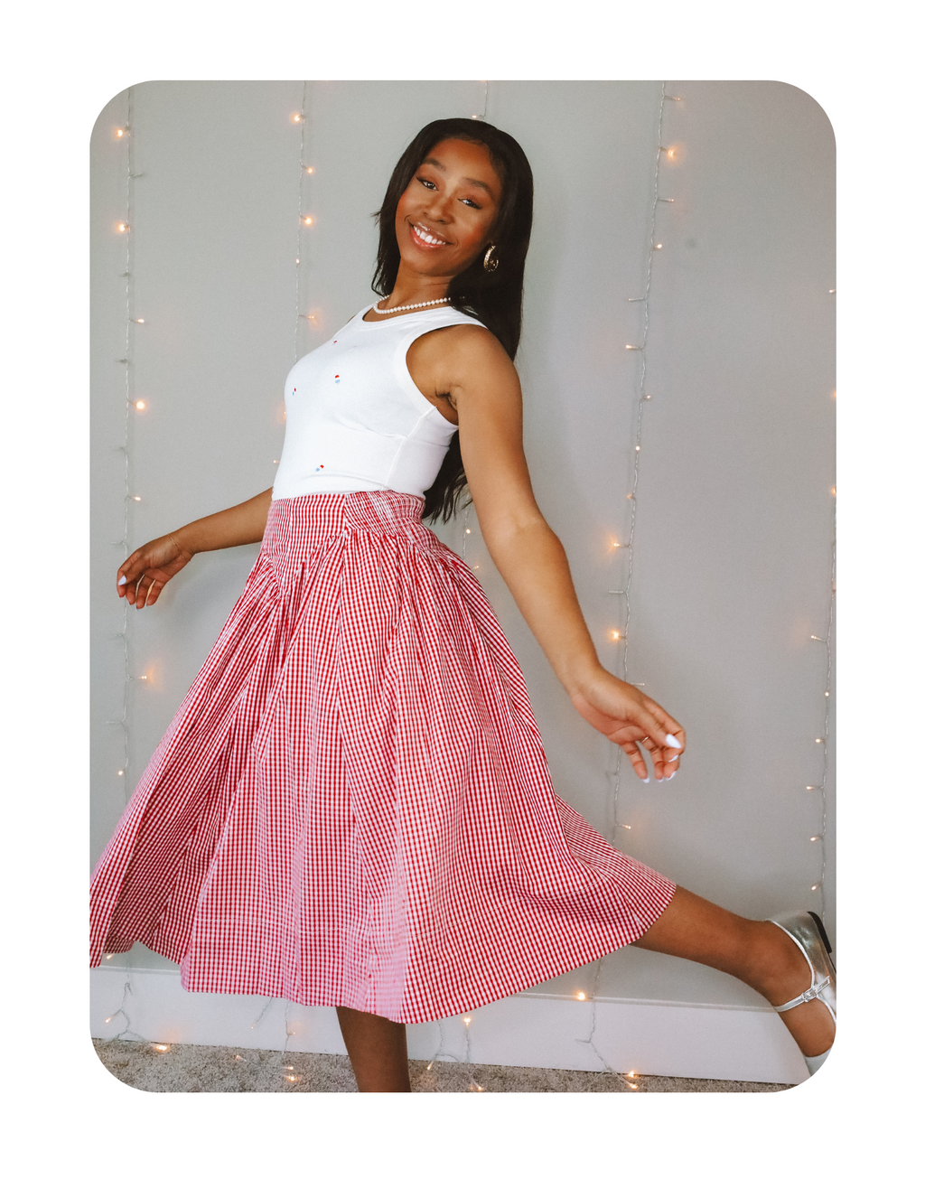 PINTEREST GINGHAM MIDI SKIRT LAST ONE!