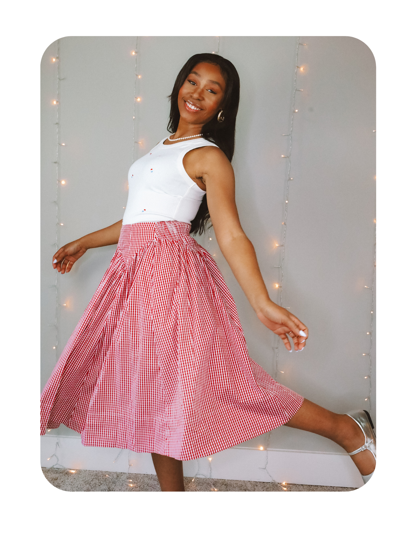 PINTEREST GINGHAM MIDI SKIRT LAST ONE!