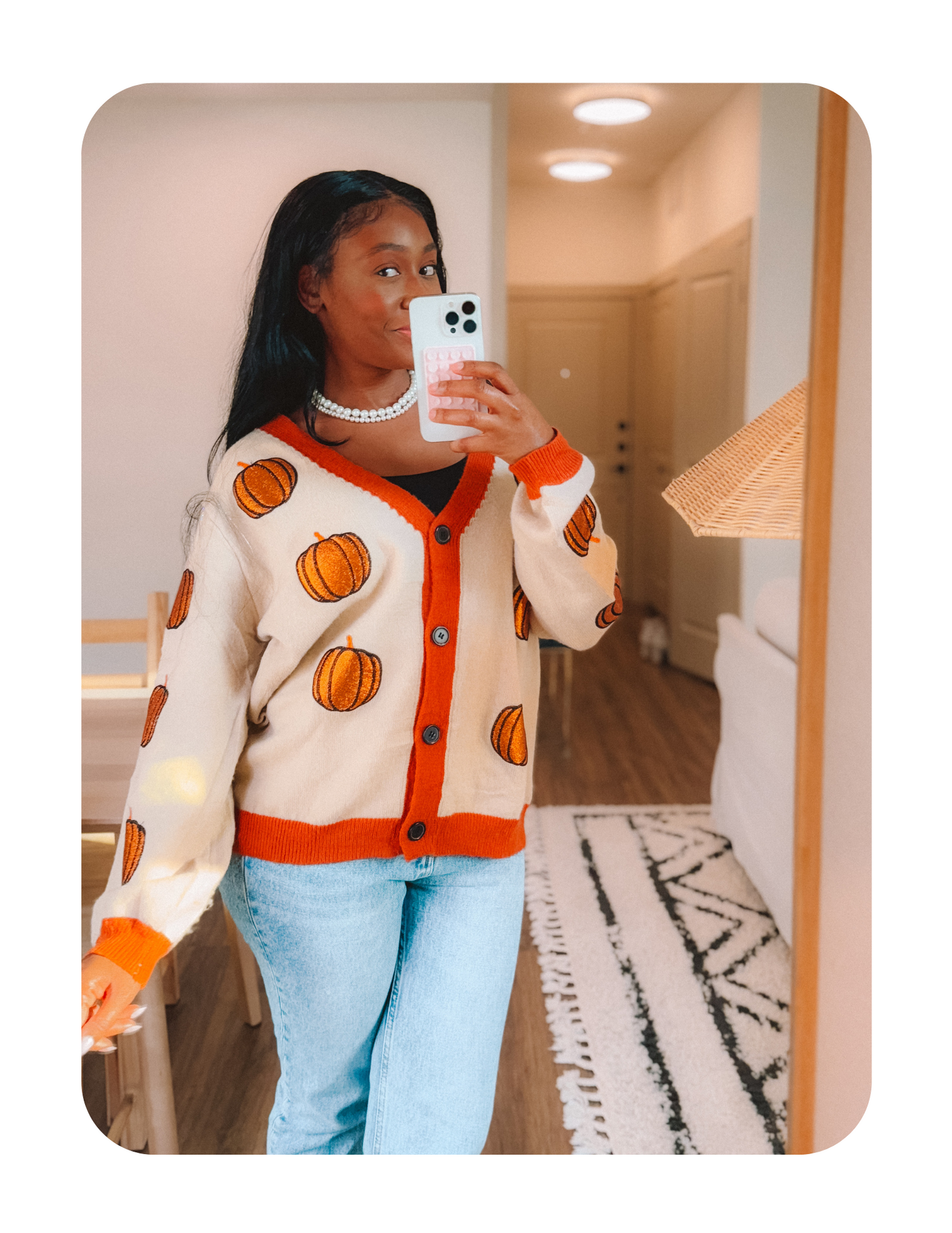 OVERSIZED GLITTER PUMPKIN CARDIGAN