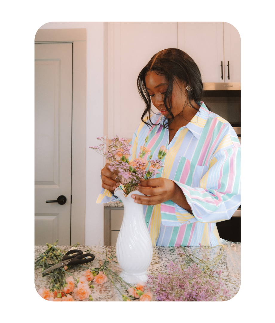 VINTAGE SPRING STRIPE COTTON BUTTON UP