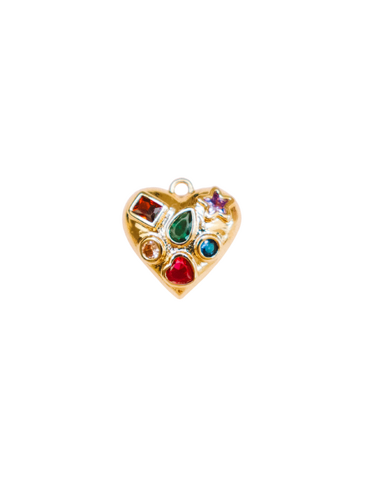 VINTAGE JEWLED HEART CHARM