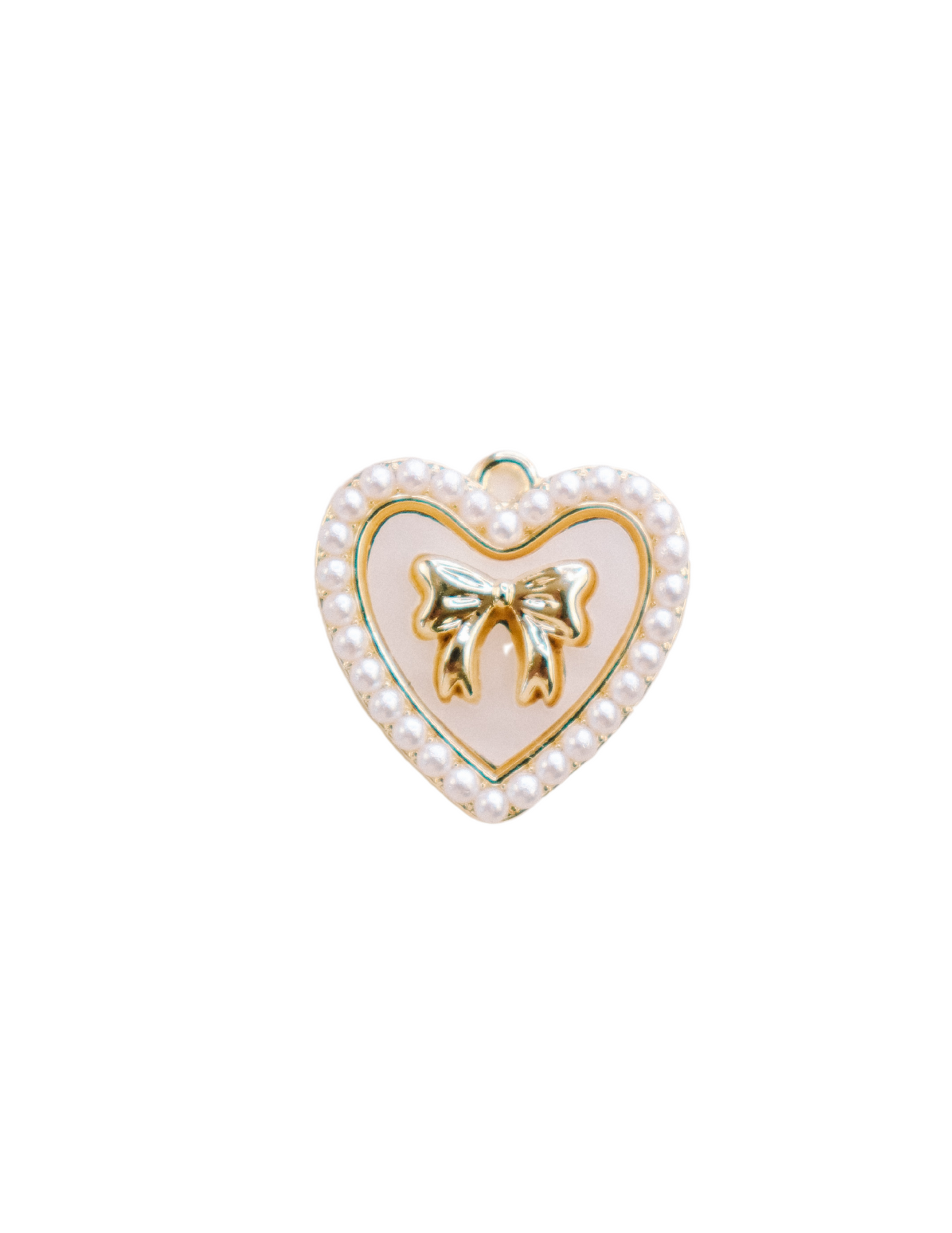 PEARL BOW HEART CHARM