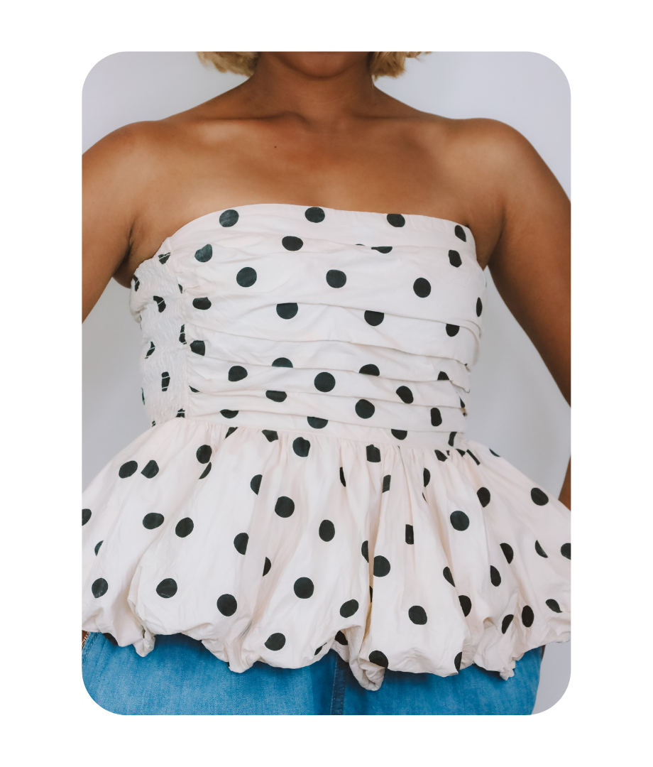POLKA DOT BUBBLE PEPLUM TOP