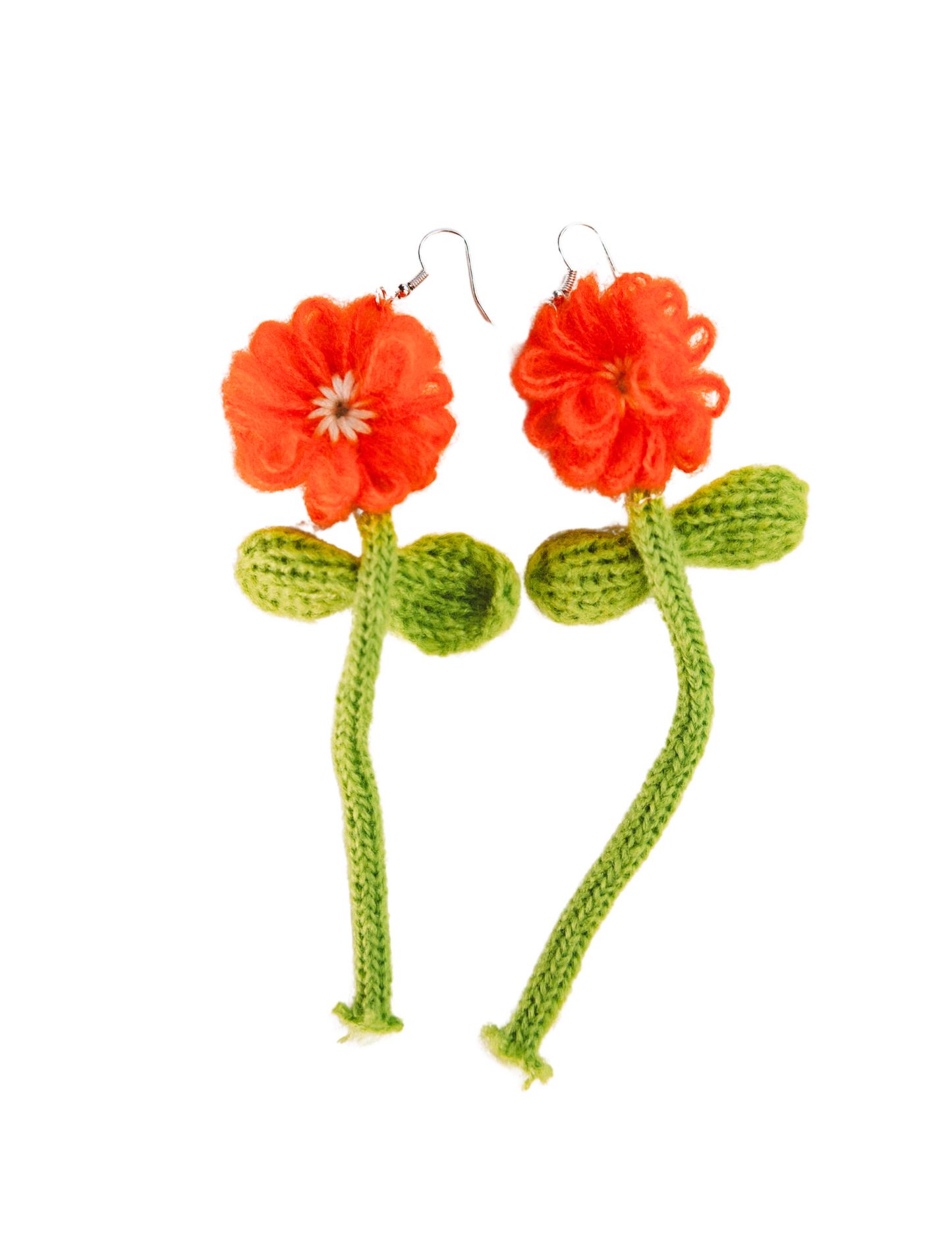 LARGE KNIT FLOWER EARRINGS