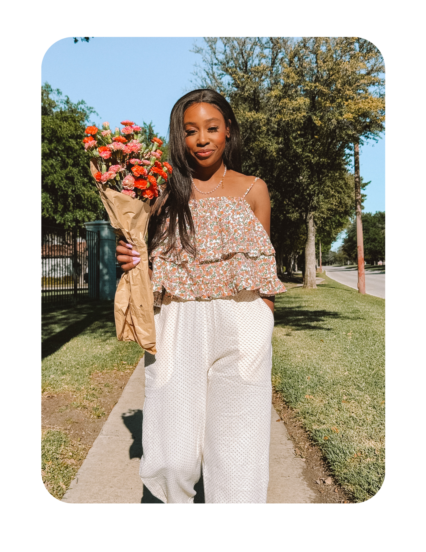 PICNIC FLOWER RUFFLE TOP