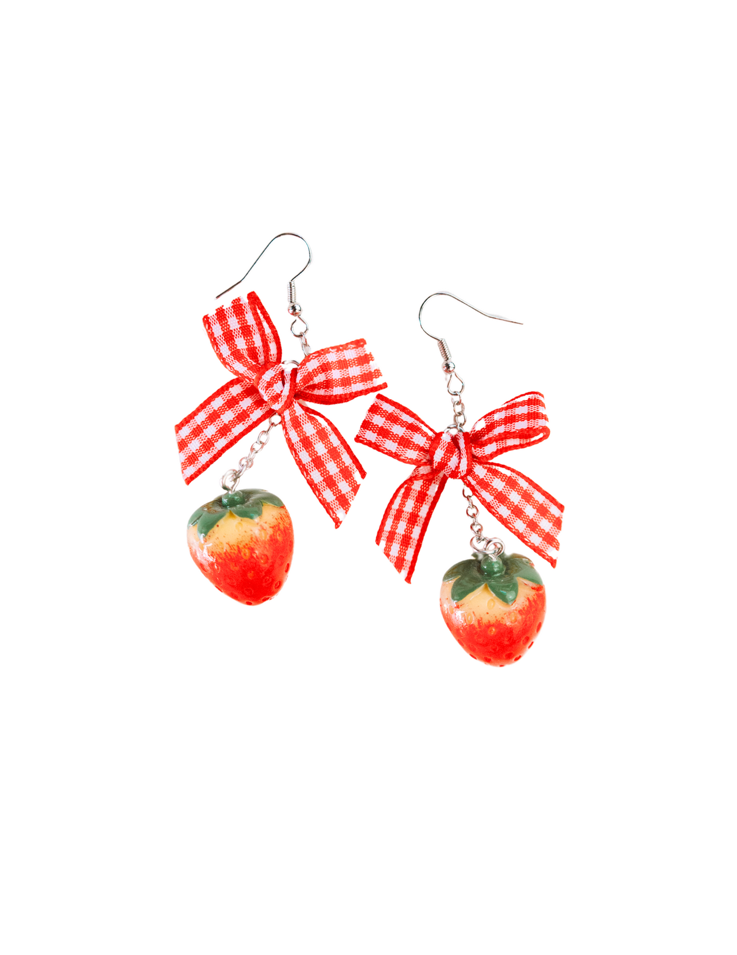 PRETTY STRAWBERRY BOW EARRINGS