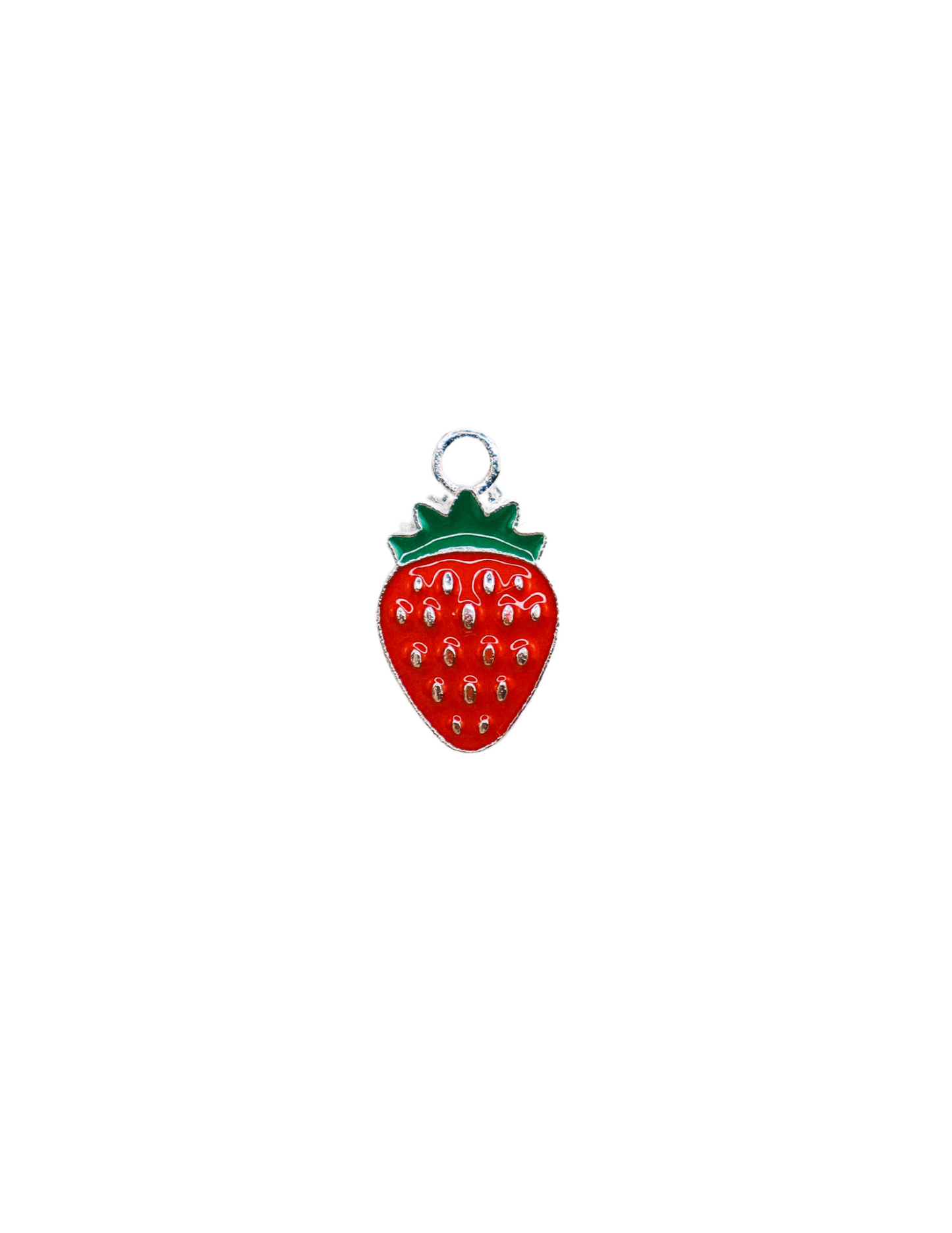 SMALL SILVER STRAWBERRY CHARM