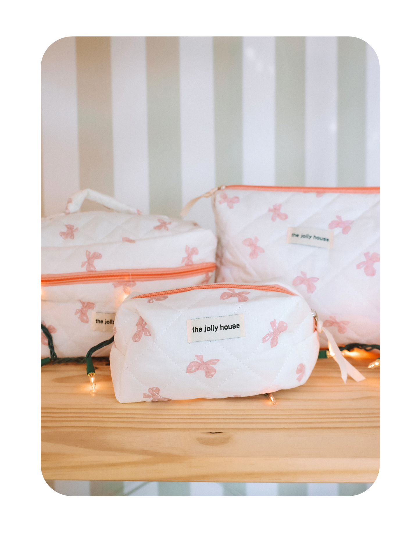 CUTE LITTLE BOWS MAKEUP BAG 3PC SET