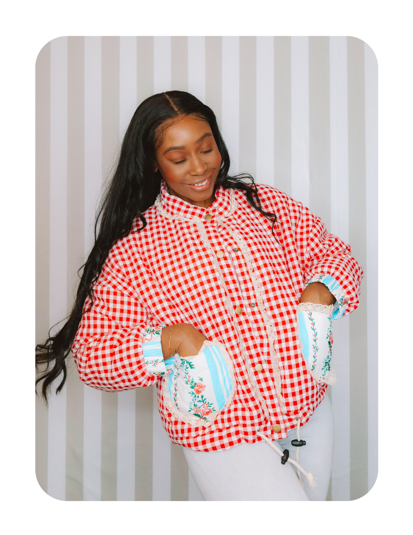 CUTIE HEART POCKET QUILTED JACKET