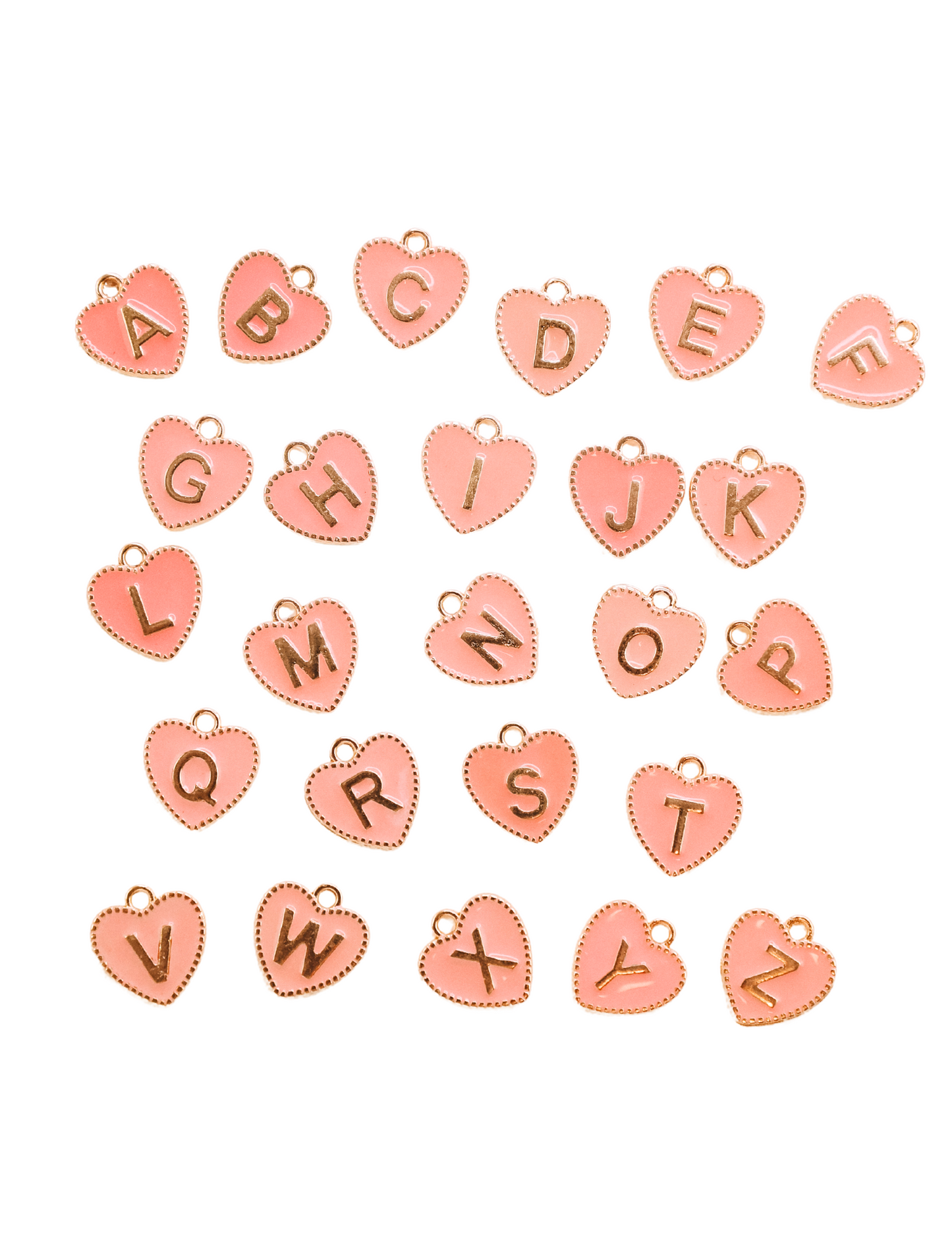 PINK LETTER HEART CHARMS