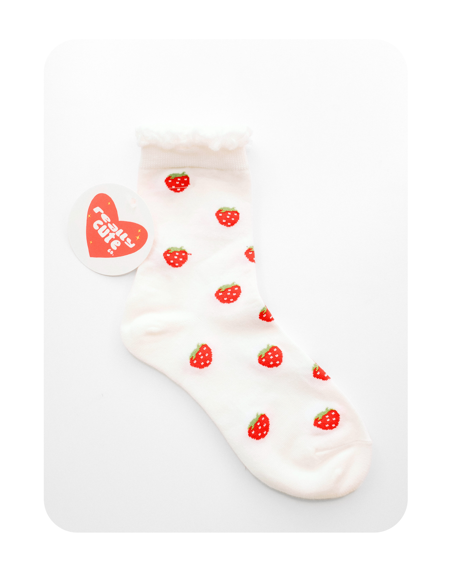 PRETTY STRAWBERRY RUFFLE SOCKS
