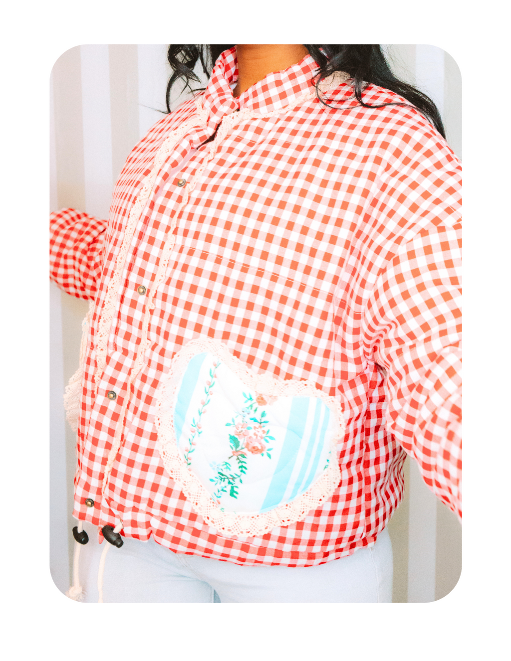CUTIE HEART POCKET QUILTED JACKET